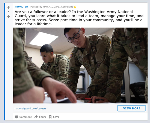 Army National Guard Reddit Ad